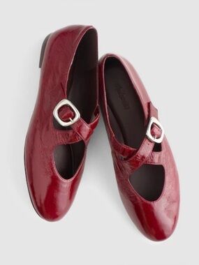 New! Madewell The Remy Crisscross Mary Jane Flat in Leather Cabernet 7